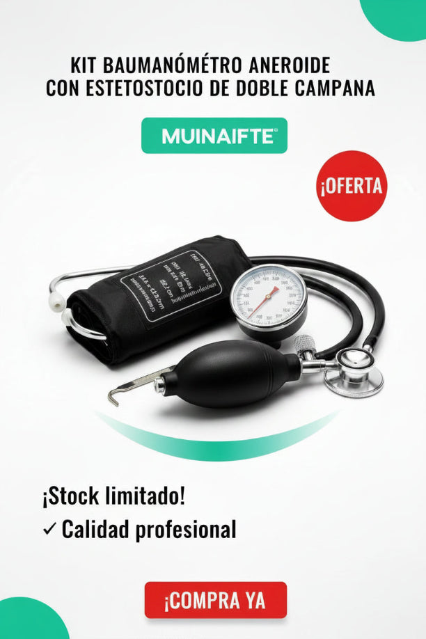 Kit Muinaifte Baumanómetro Aneroide + Estetoscopio Doble Campana ⭐⭐⭐⭐✩ 500 Reseñas de clientes satisfechos