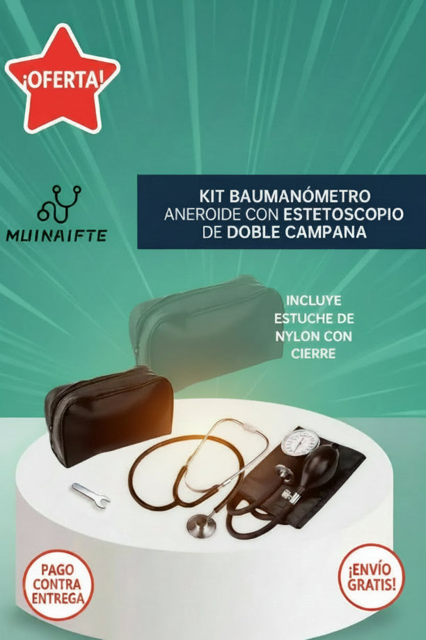 Kit Muinaifte Baumanómetro Aneroide + Estetoscopio Doble Campana ⭐⭐⭐⭐✩ 500 Reseñas de clientes satisfechos