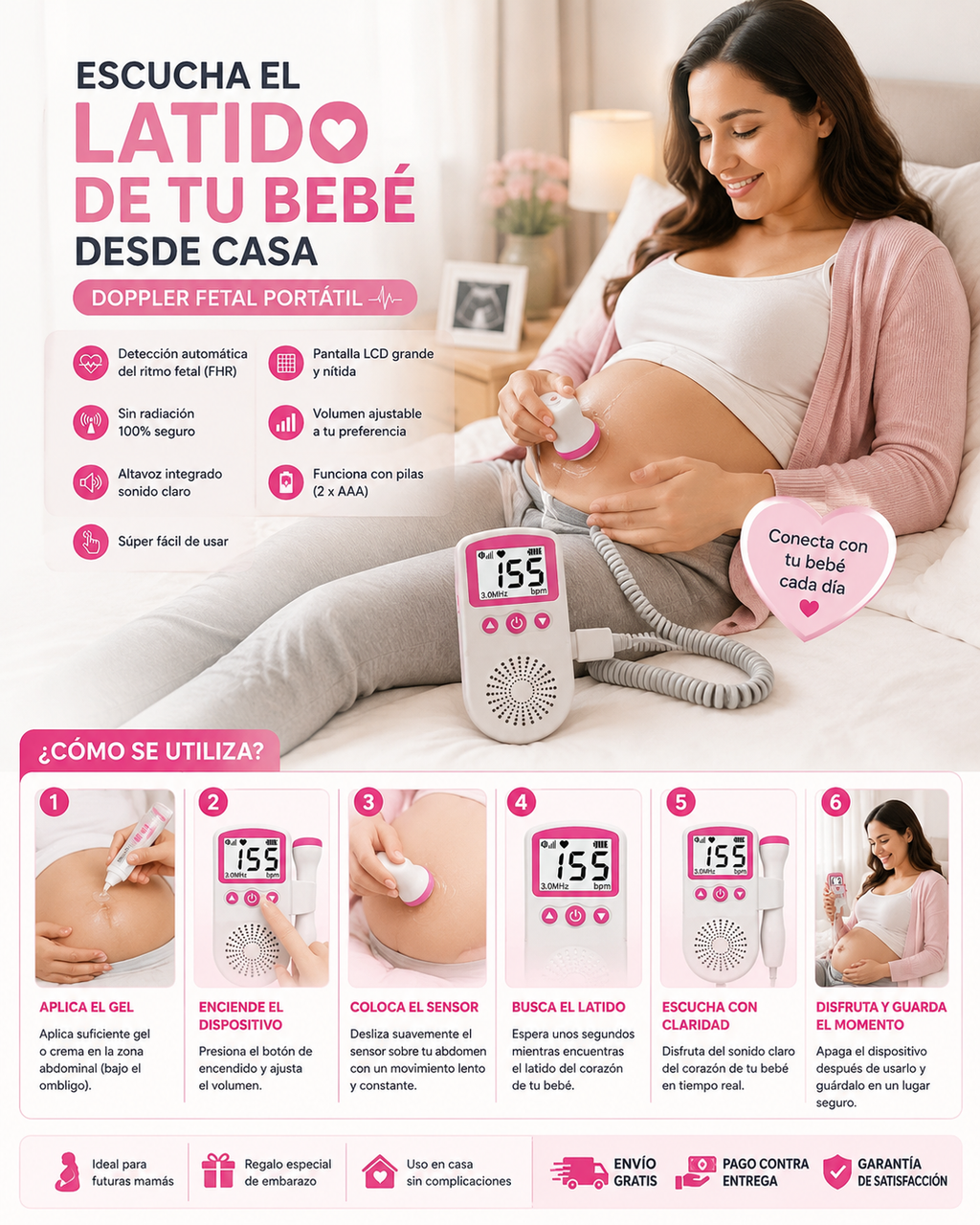 Doppler Fetal Portátil ⭐⭐⭐⭐✩ 990 Reseñas de clientes satisfechos