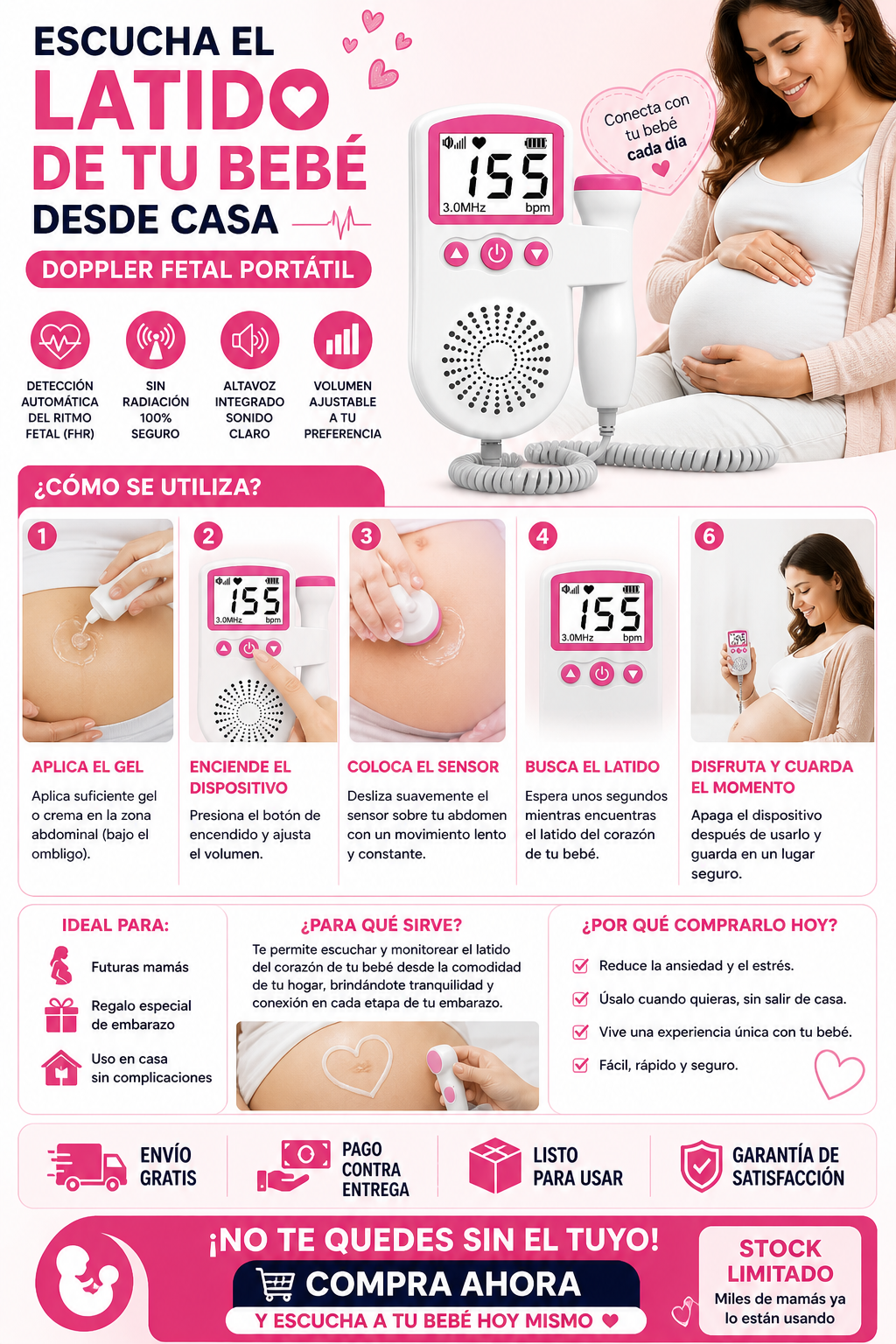 Doppler Fetal Portátil ⭐⭐⭐⭐✩ 990 Reseñas de clientes satisfechos
