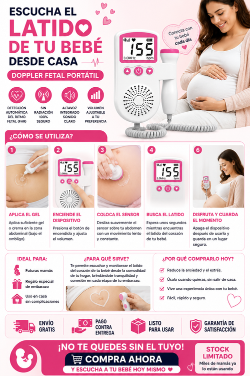 Doppler Fetal Portátil ⭐⭐⭐⭐✩ 990 Reseñas de clientes satisfechos